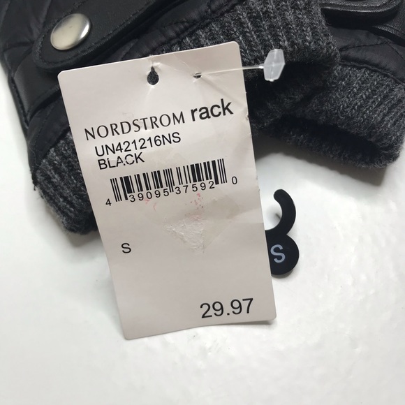 NWT 14th & Union Black Leather Puffer Moto Gloves - Picture 4 of 6